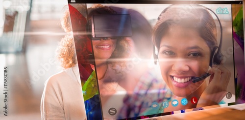 Composite image of screen of a video call