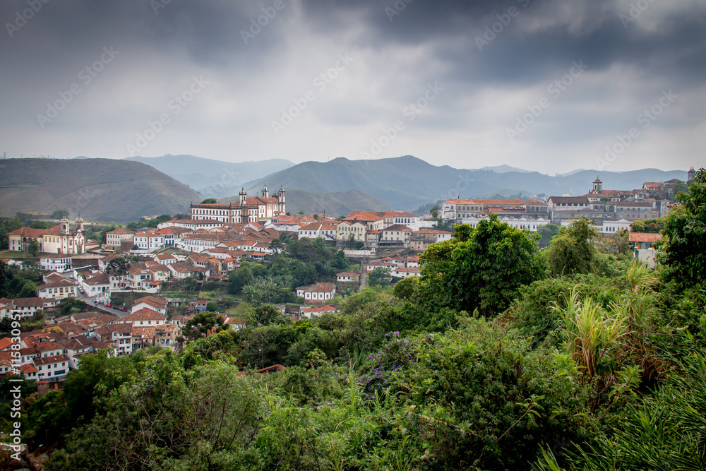 High view of city of Ouro Preto - Minas Gerais, Brazil
