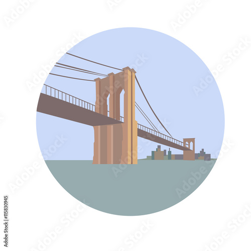 Brooklyn Bridge over East River. Lower Manhattan