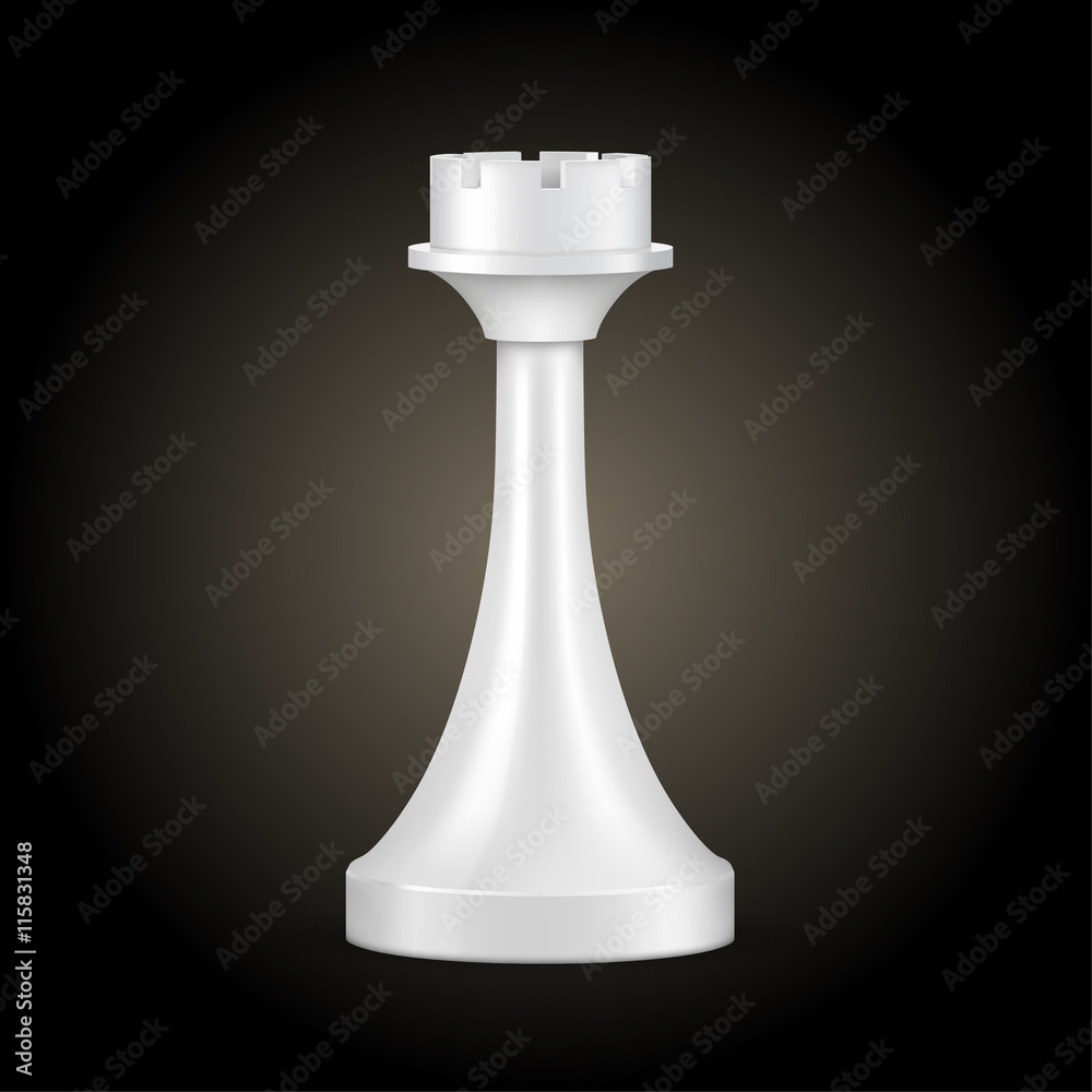 Chess piece white rook isolated, look like realistic, vector illustration Chess piece white rook isolated, look like realistic, vector illustration