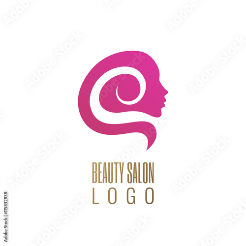 Beauty salon vector logo or icon template. Logo woman silhouette.