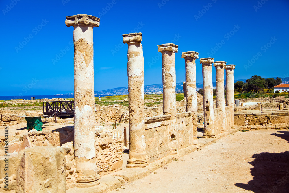 Saranta Kolones or Forty Columns castle is a ruined medieval fortress inside the Paphos Archaeological Park on Cyprus