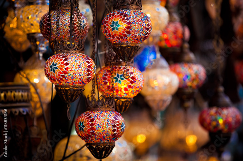 Turkish decorative lamps for sale on Grand Bazaar at Istanbul, Turkey © prescott09