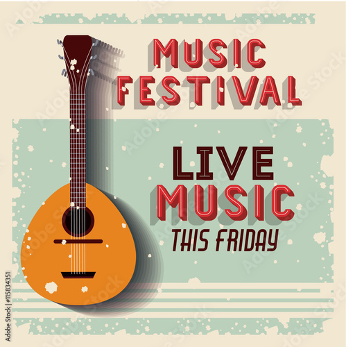 retro music festival poster isolated icon design, vector illustration  graphic 
