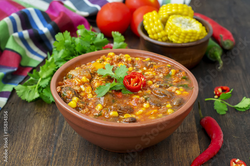 Chili con carne. Traditional Mexican dish