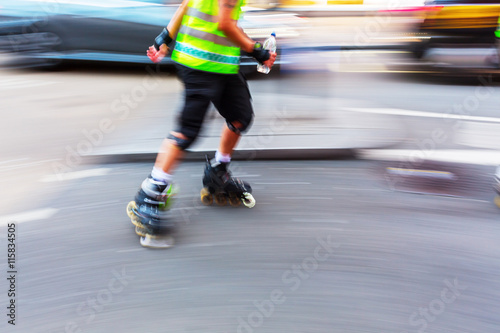 rollerblader on a city street