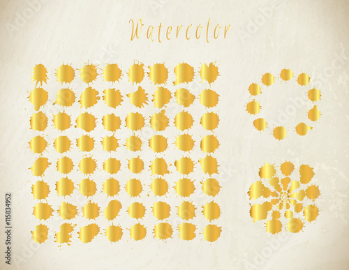 Watercolor vector gold splashes set