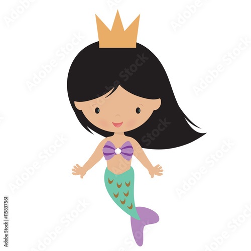 Cute princess mermaid vector illustration
