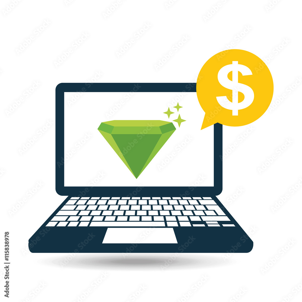 diamond in laptop icon diamond in laptop icon
