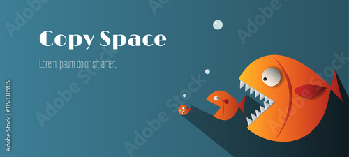 Big fish eat small fish and copy copy space