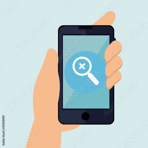 smartphone with hand isolated icon design, vector illustration  graphic 