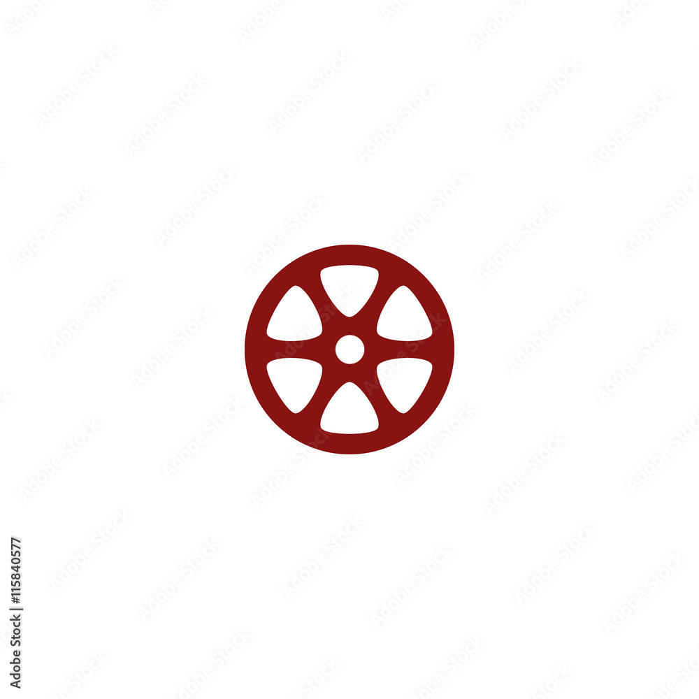 Flat paper cut style icon of old tape spool