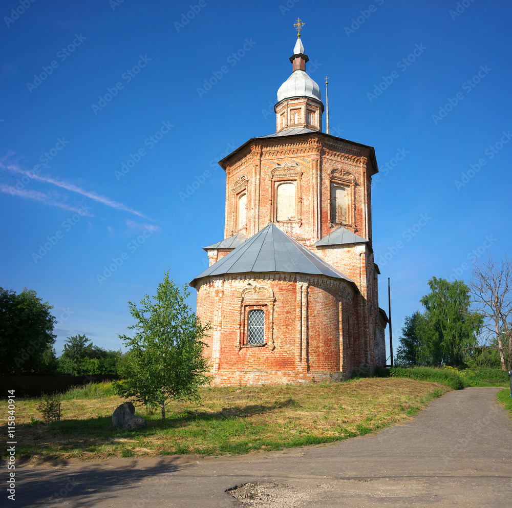 Summer landscape in Suzdal, Boris and Gleb church