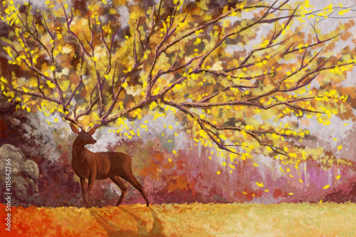 The Deer Emperor. Watercolor Style Digital Artwork 23 