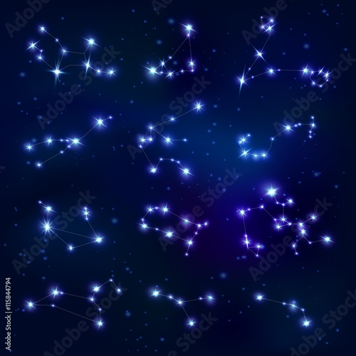 Realistic Constellations Zodiac Signs Collection