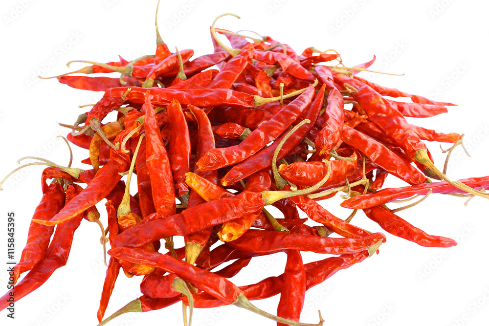 Fototapeta premium Dry red pepper on white background