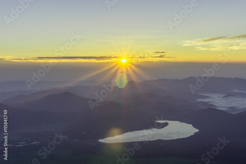 Sunrise view from summit of Mount Fuji