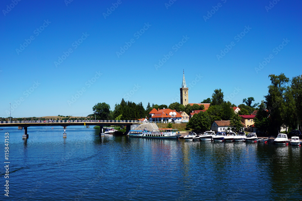 City Mikolajki. Sailing on the Masurian lakes in Poland.