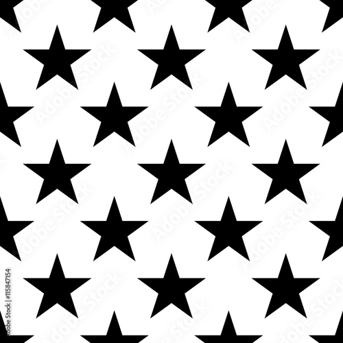 Stars seamless pattern. Black and white retro background elements. Abstract geometric shape texture. Fashion graphic style. Design template for wallpaper, wrapping, fabric, textile Vector Illustration