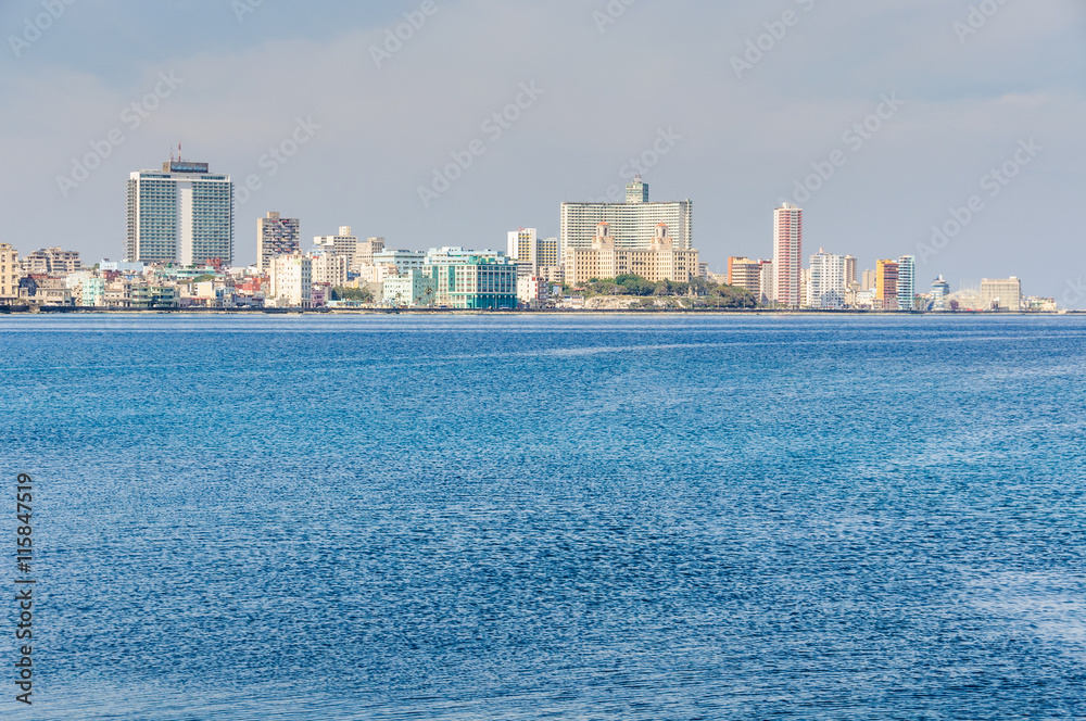 Naklejka premium Skyline of Vedado neighborhood in Havana, Cuba