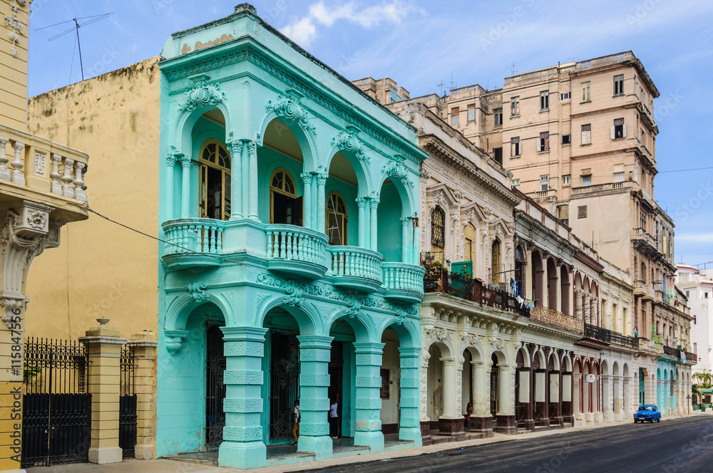 Old buildings in Paseo Marti in Havana, Cuba