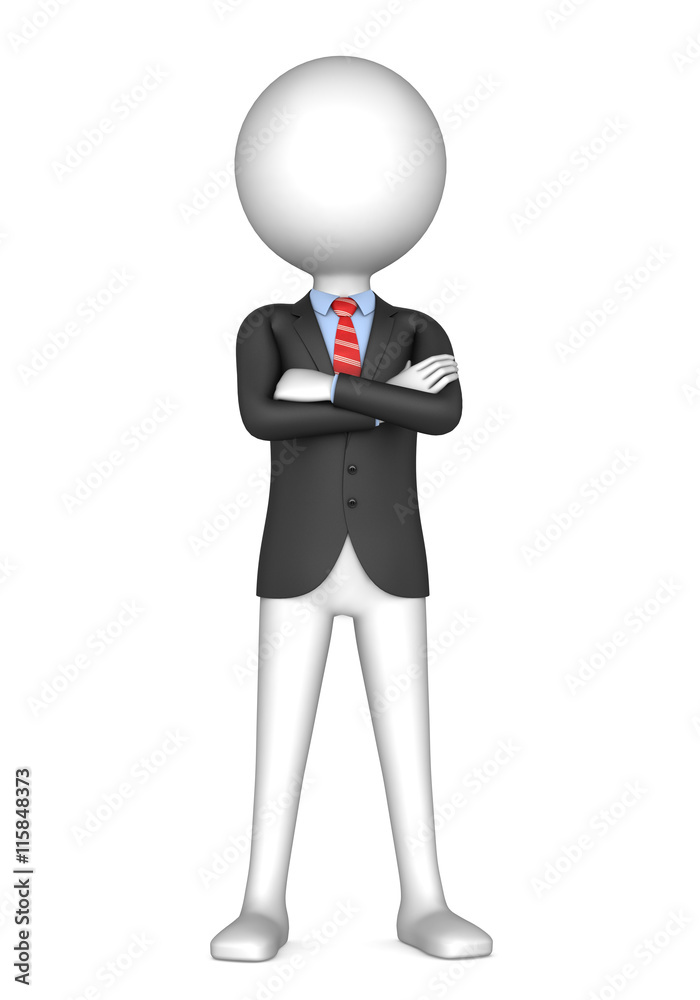 3d little human character The Boss standing with arms crossed 3d little human character The Boss standing with arms crossed