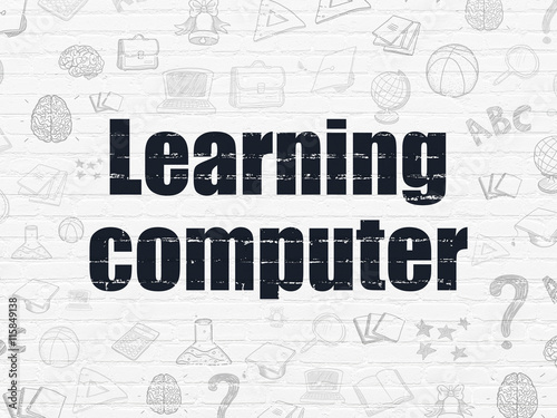 Studying concept: Learning Computer on wall background