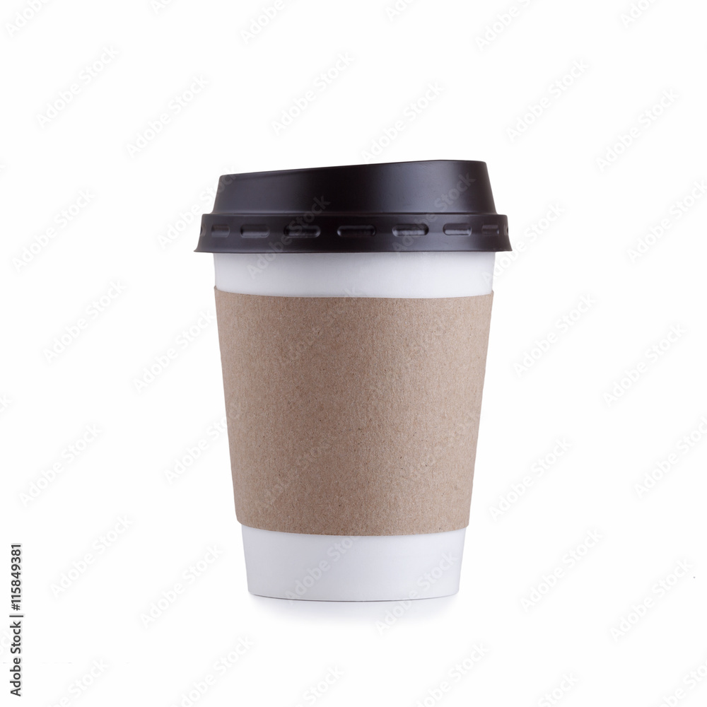 Take-out coffee with cup holder isolated on a white background