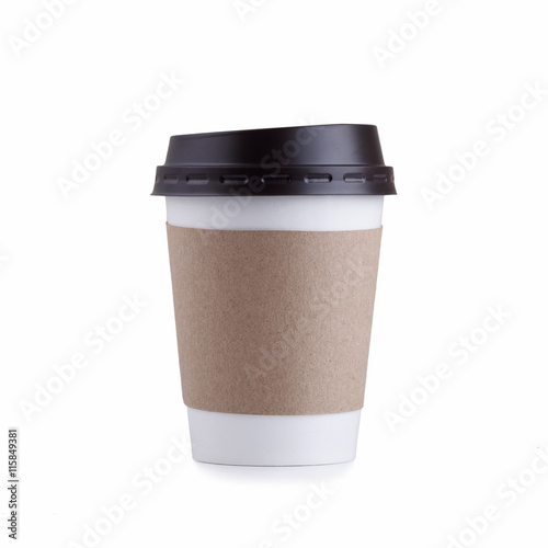 Obraz na płótnie Take-out coffee with cup holder isolated on a white background w salonie