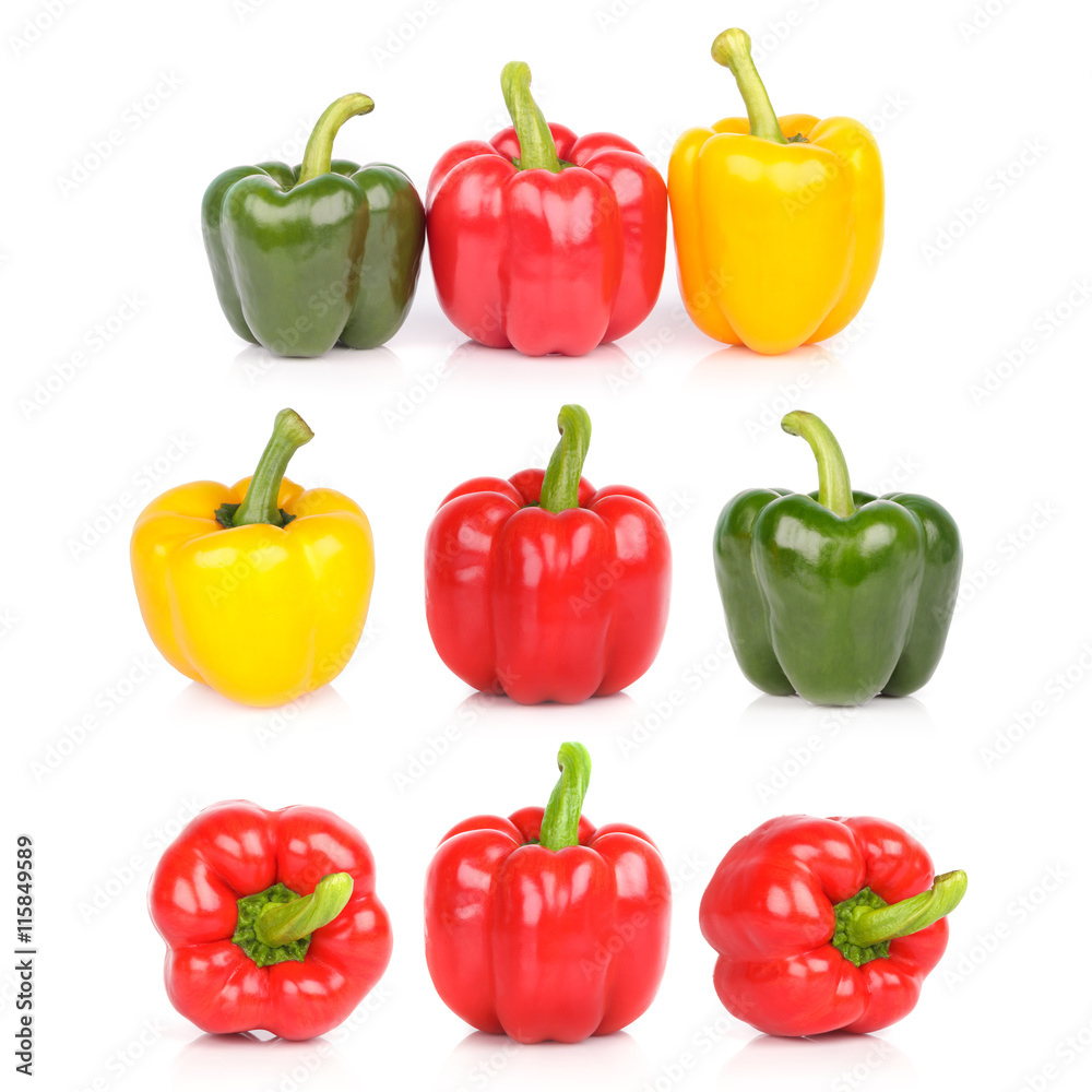 bell peppers or capsicum isolated on white background. bell peppers or capsicum isolated on white background.