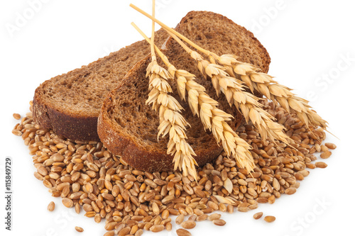 slices of bread and an ear of wheat