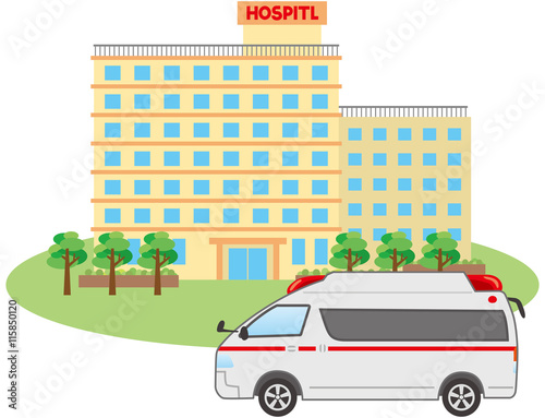 救急車と病院 © kintomo