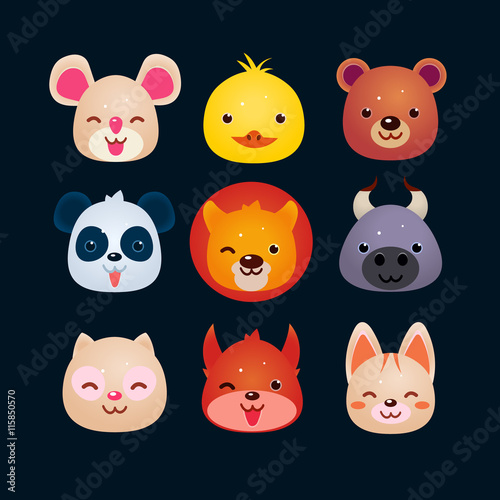  Illustration of Animal Faces.