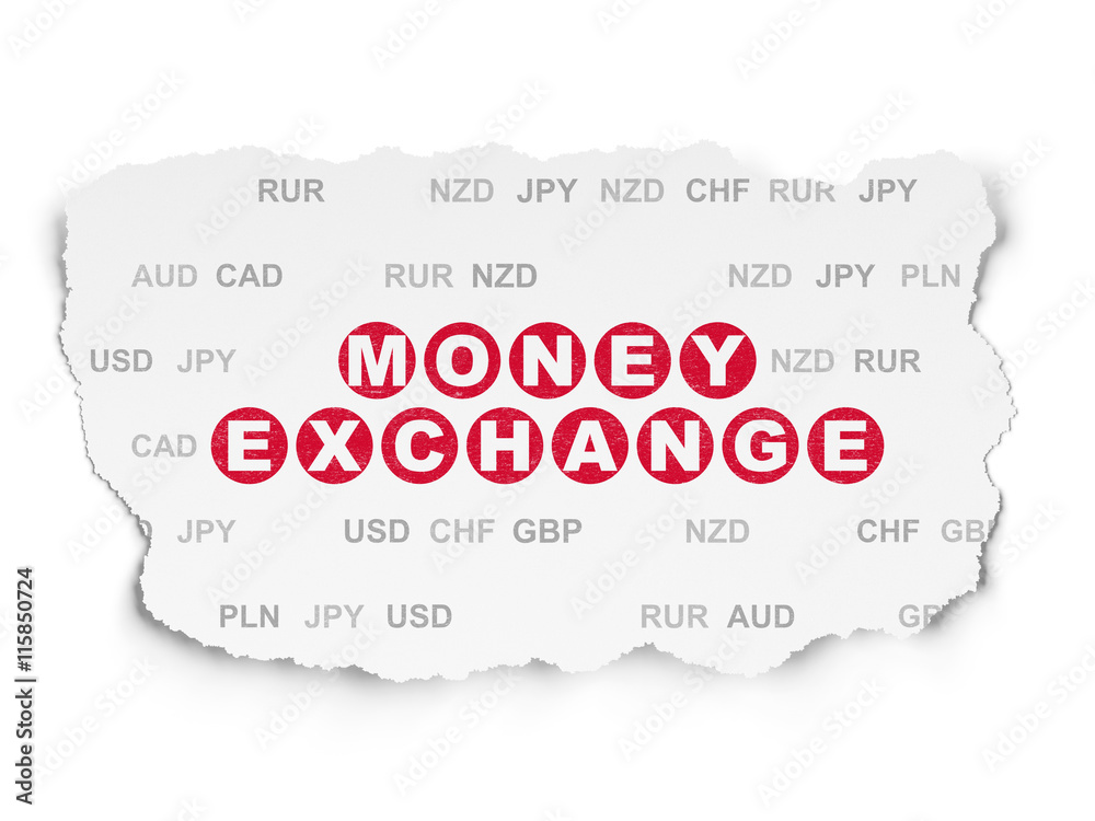 Money concept: Money Exchange on Torn Paper background Money concept: Money Exchange on Torn Paper background