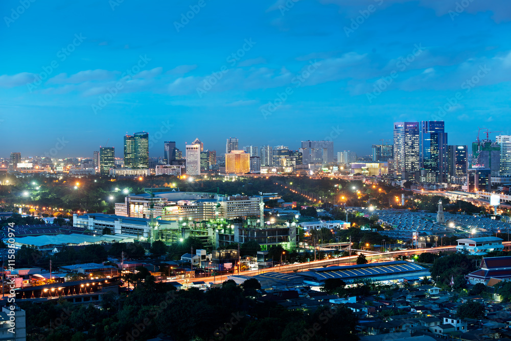 top view of bangkok city at night