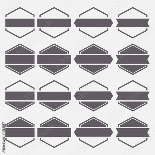 Set hexagonal emblem, vector illustration.