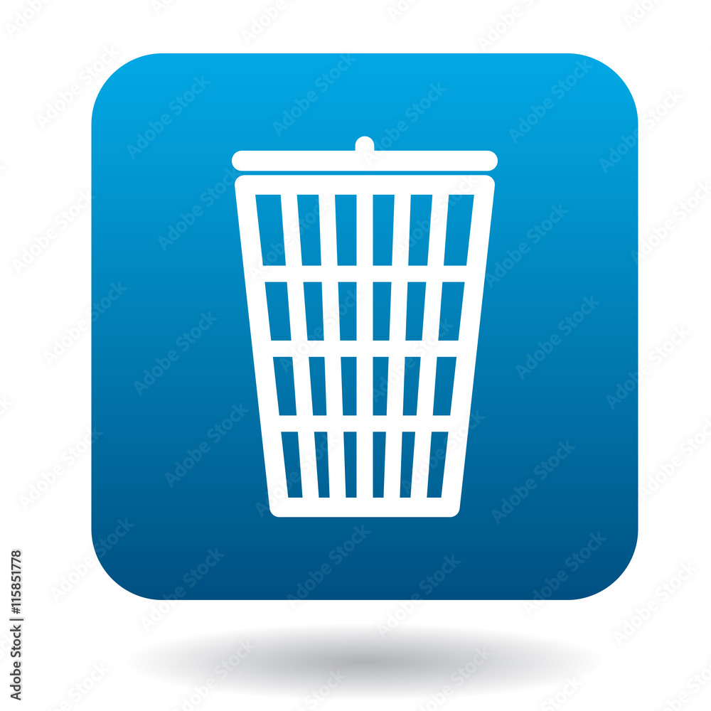 Trash can with lid icon in simple style on a white background Trash can with lid icon in simple style on a white background