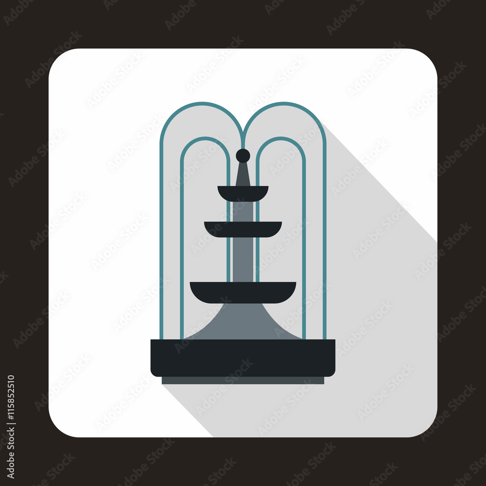 Fountain icon in flat style with long shadow. Water source symbol Fountain icon in flat style with long shadow. Water source symbol
