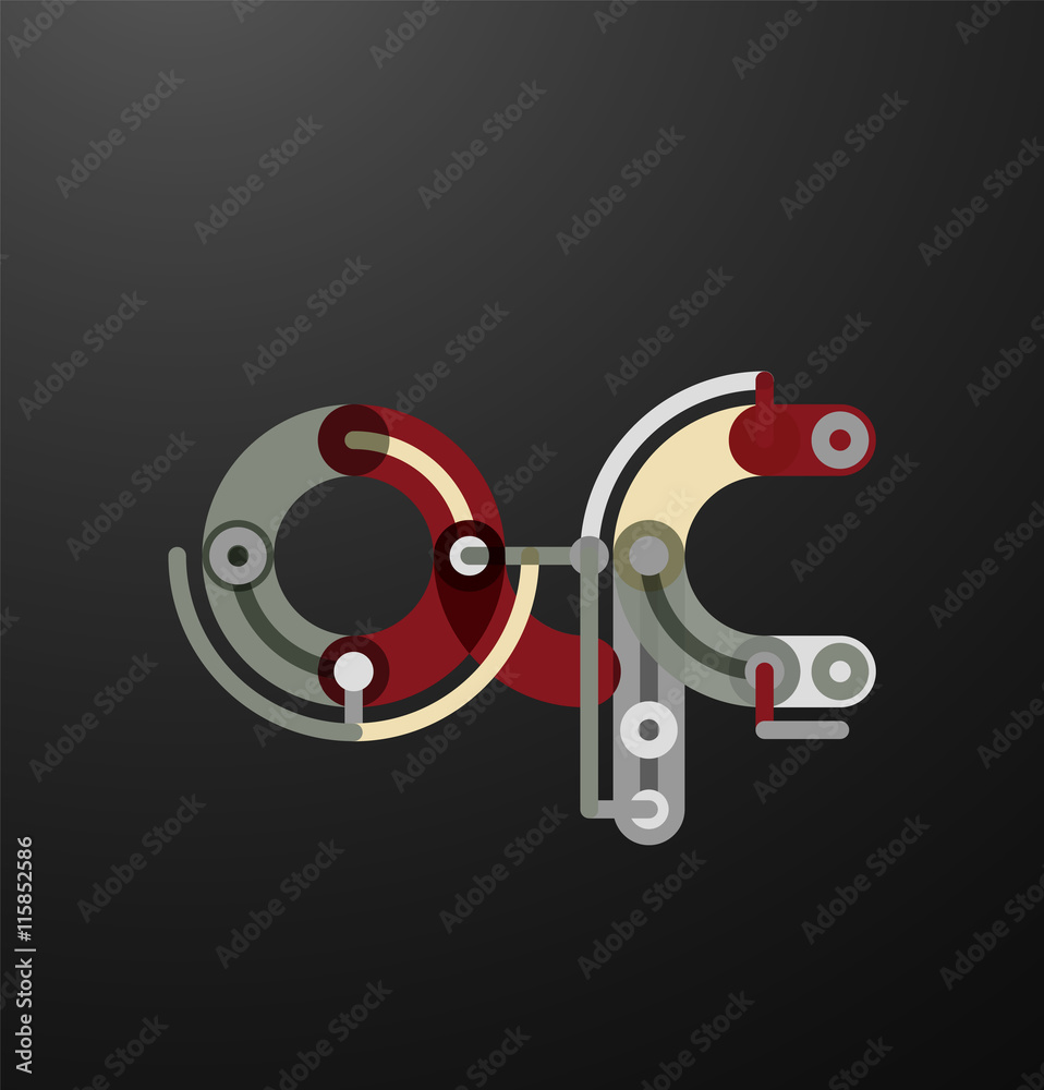 Fototapeta premium Cartoon linear letters icons