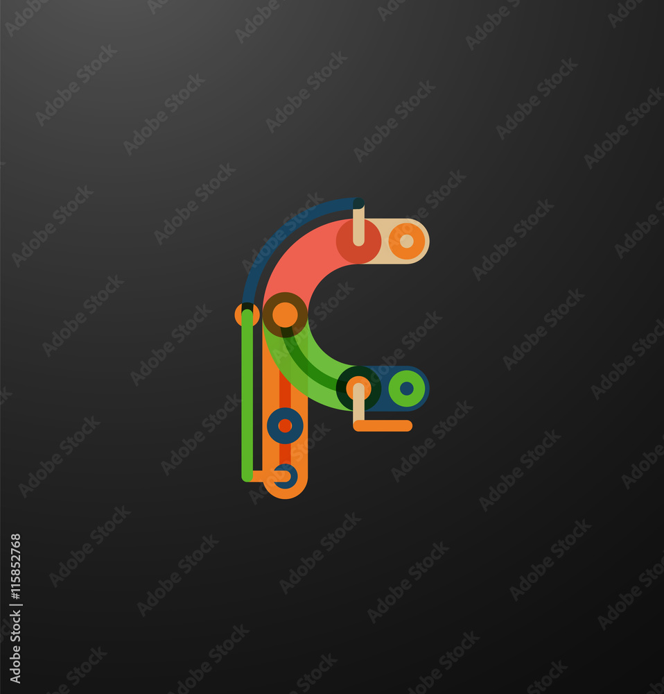 Cartoon linear letters icons