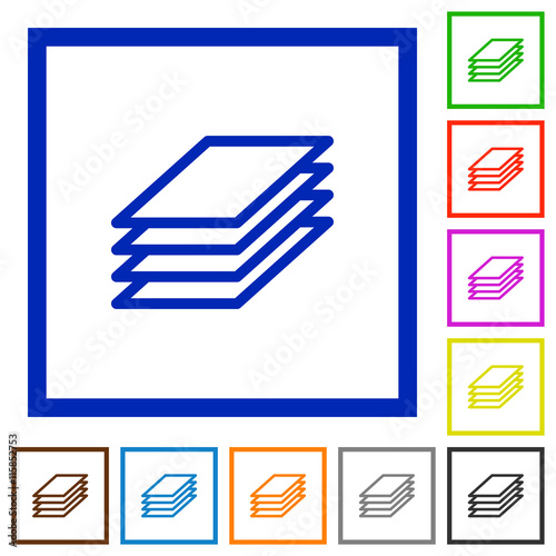 Printing papers framed flat icons