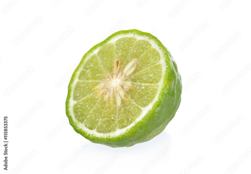 half cut Bergamot with seed isolated on white background half cut Bergamot with seed isolated on white background
