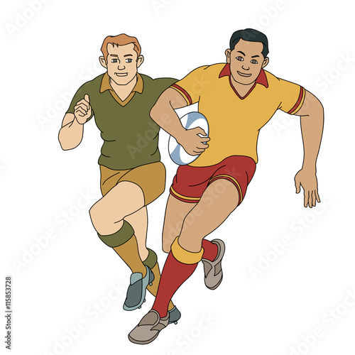 Rugby Spieler um Ball kämpfend