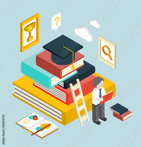 Flat 3d Web Isometric Education Graduation Infographic 