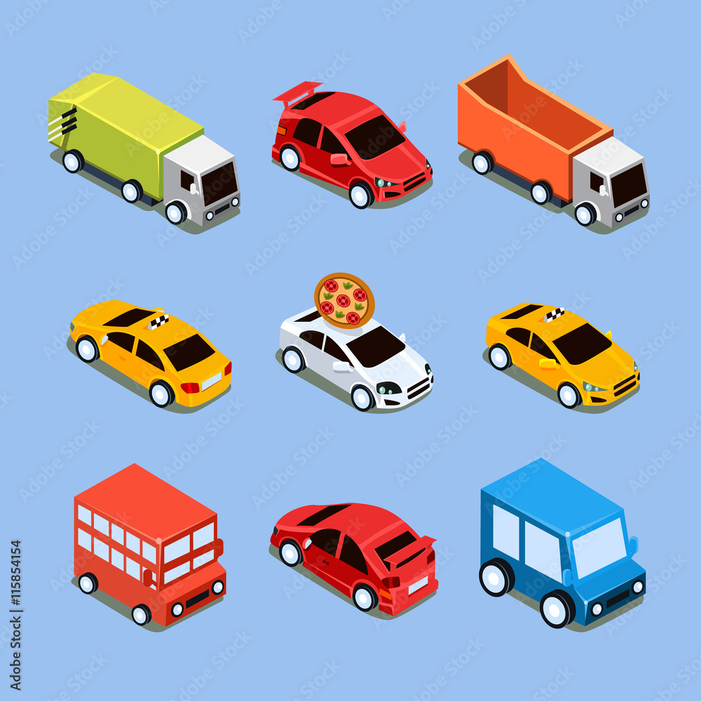 Naklejka premium Flat 3d Isometric High Quality City Transport 