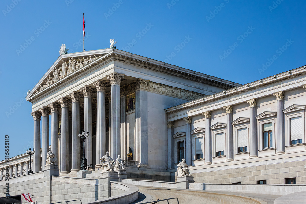 Naklejka premium Historic building of the Austrian Parliament in Vienna, Austria.