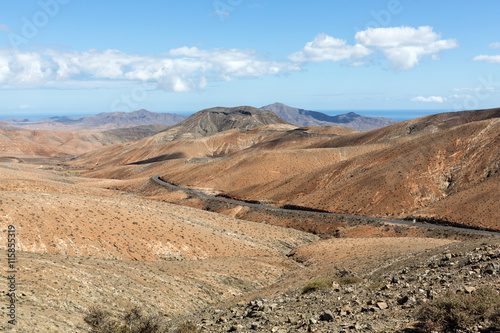 Beautiful volcanic mountains on Fuerteventura. Canary Islands.