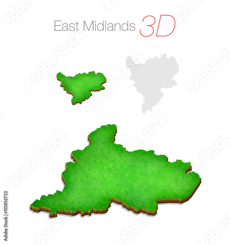 Green 3D Map - East Midlands UK