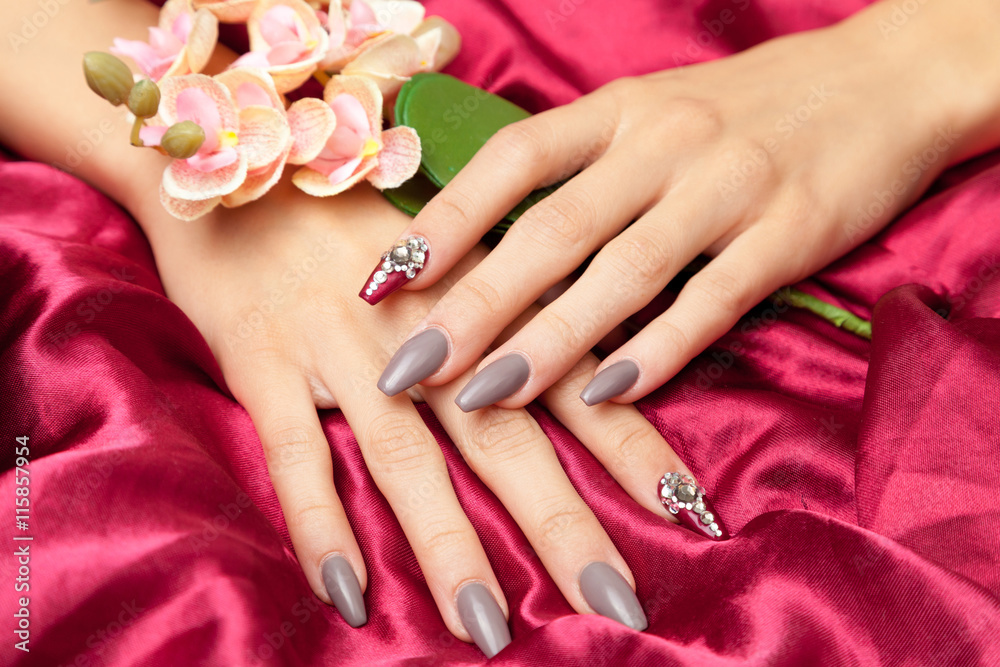 Fototapeta premium Hand with french manicure