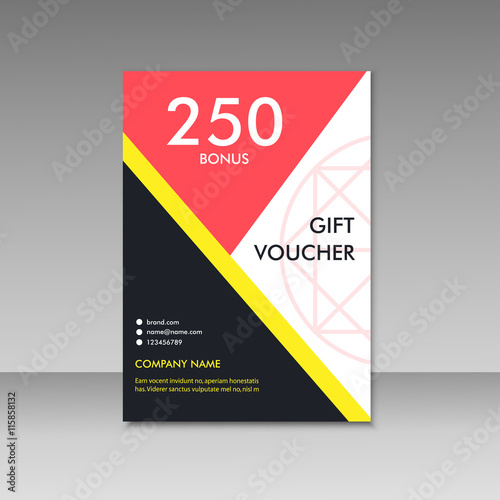 Gift voucher certificate coupon template. Vector cover design